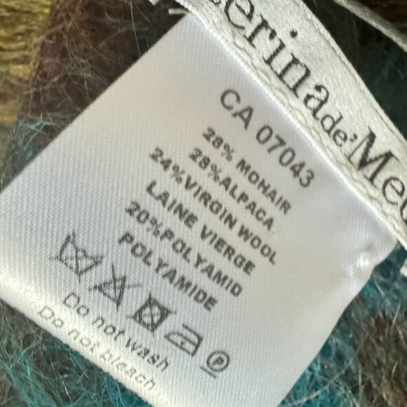 Caterina De Medici Blue Brown Plaid Mohair Alpaca Wool Large scarf - Picture 7 of 10